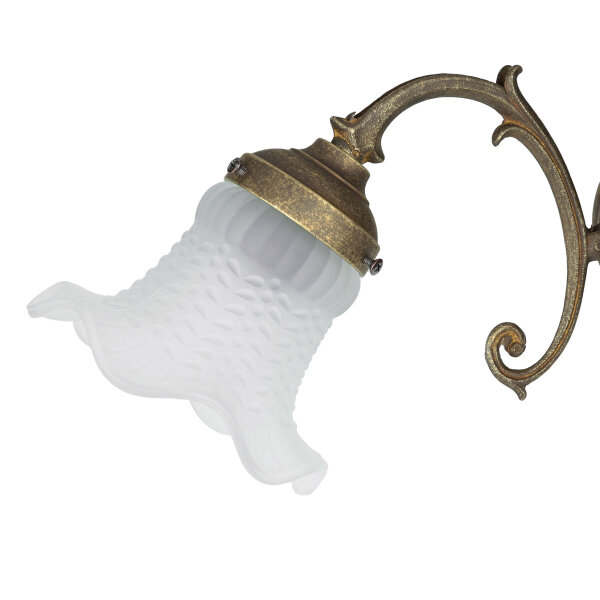Applique murale Blanc Abat-jour en verre Laiton véritable Ricciolo
