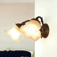 Applique murale Blanc Abat-jour en verre Laiton...