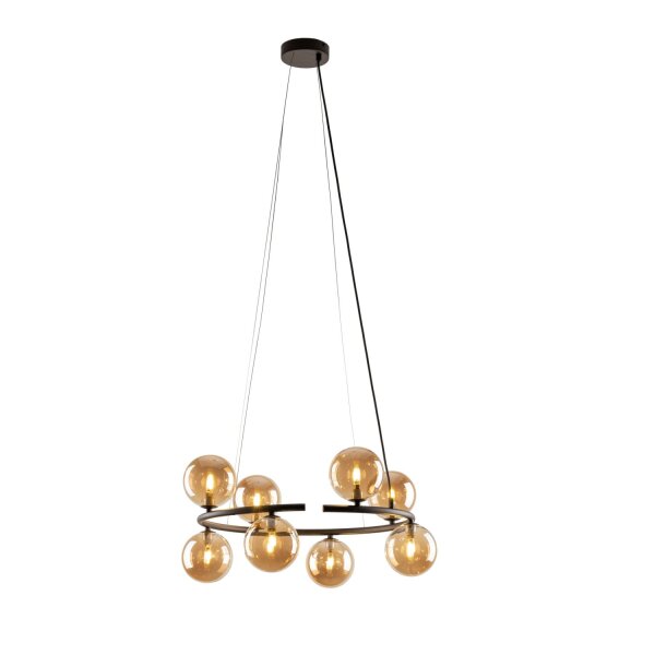 Pendelleuchte Glas Bernstein 62 cm G9 Stahl Rondell