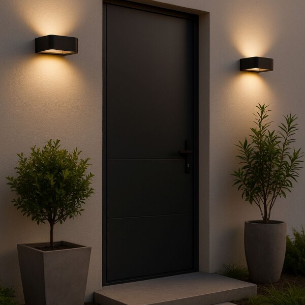 LED Wandleuchte skandinavisch Glas Schwarz H:5,5 cm