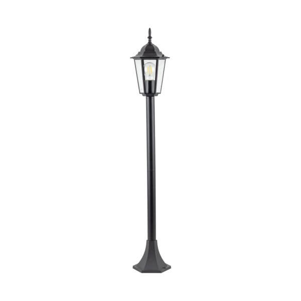 Wegeleuchte Glas modern H:98 cm Transparent E27 Schwarz