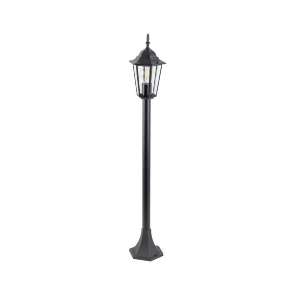 Wegeleuchte Glas modern H:98 cm Transparent E27 Schwarz