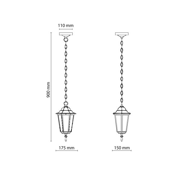 Außenlampe Glas Schwarz Gold Vintage E27 IP44 17,5 cm