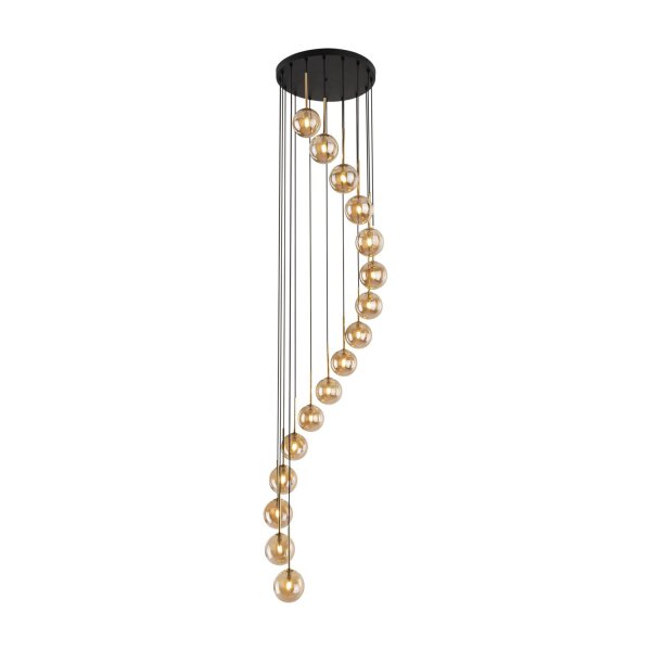 Pendelleuchte modern Glas Bernstein Schwarz B:50 cm G9