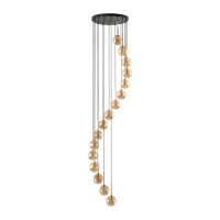 Pendelleuchte modern Glas Bernstein Schwarz B:50 cm G9