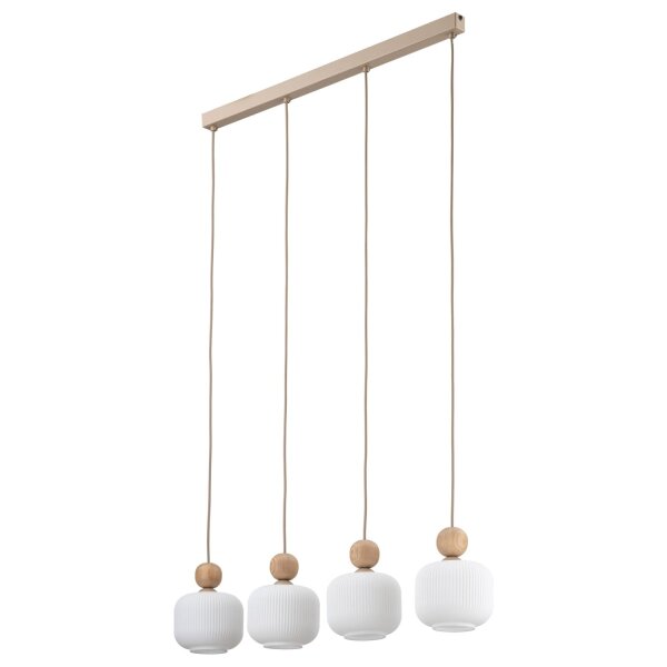 Pendelleuchte Weiß skandinavisch 80 cm Metall E14 Holz