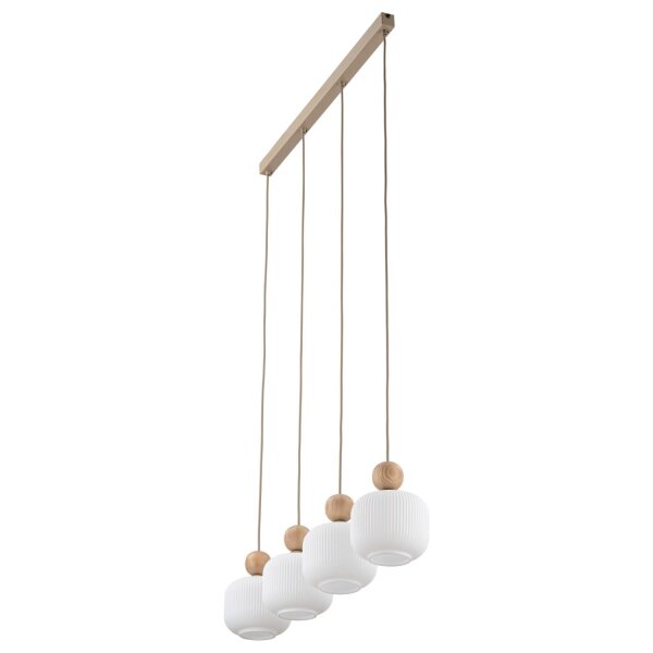 Pendelleuchte Weiß skandinavisch 80 cm Metall E14 Holz