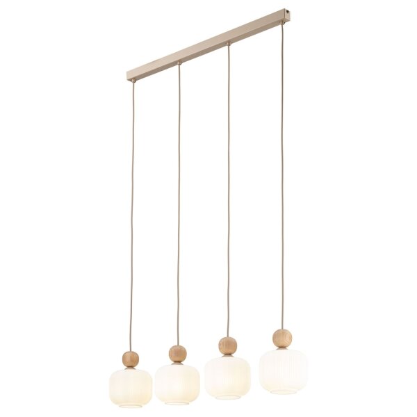 Pendelleuchte Weiß skandinavisch 80 cm Metall E14 Holz