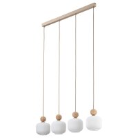 Pendelleuchte Weiß skandinavisch 80 cm Metall E14 Holz