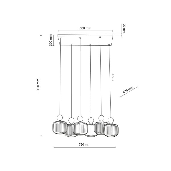 Pendelleuchte Metall Holz Glas Weiß E14 72 cm blendarm