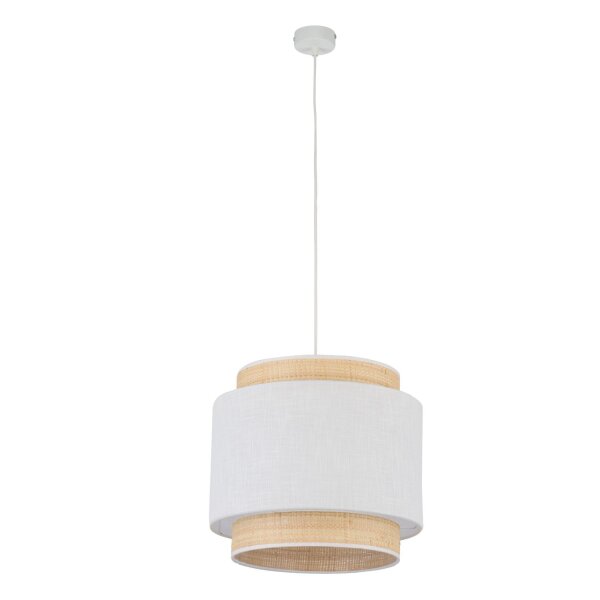 Pendelleuchte elegant Stoff Weiß B:38 cm E27 blendarm
