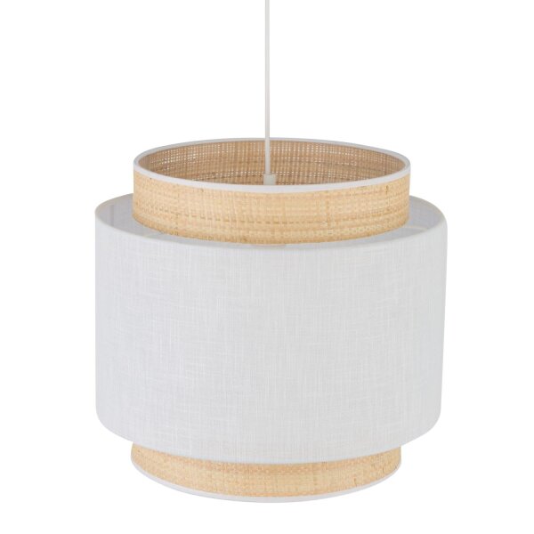 Pendelleuchte elegant Stoff Weiß B:38 cm E27 blendarm