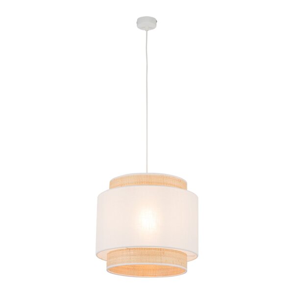 Pendelleuchte elegant Stoff Weiß B:38 cm E27 blendarm