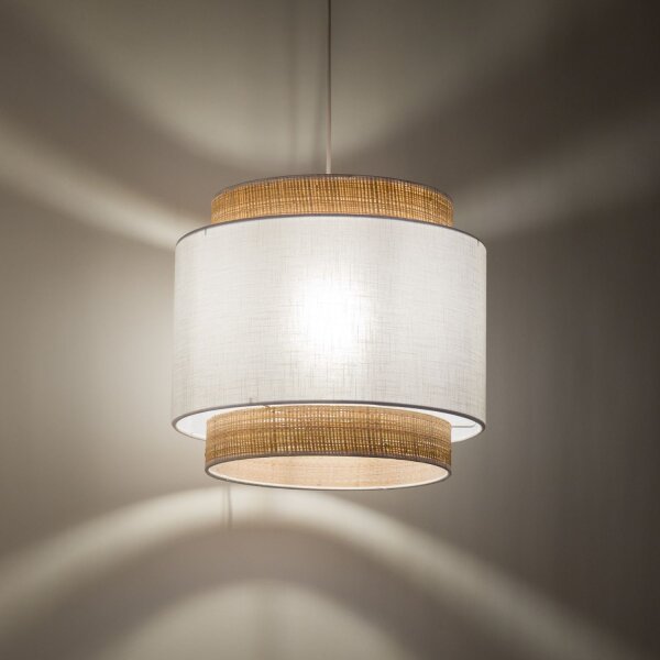 Pendelleuchte elegant Stoff Weiß B:38 cm E27 blendarm