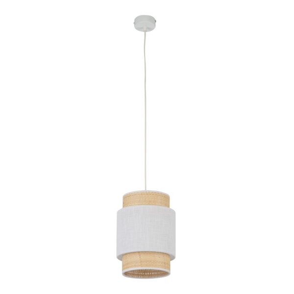 Pendelleuchte Stoff modern B:20 cm Weiß E27 Stahl Gold