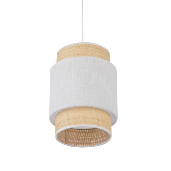 Pendelleuchte Stoff modern B:20 cm Weiß E27 Stahl Gold