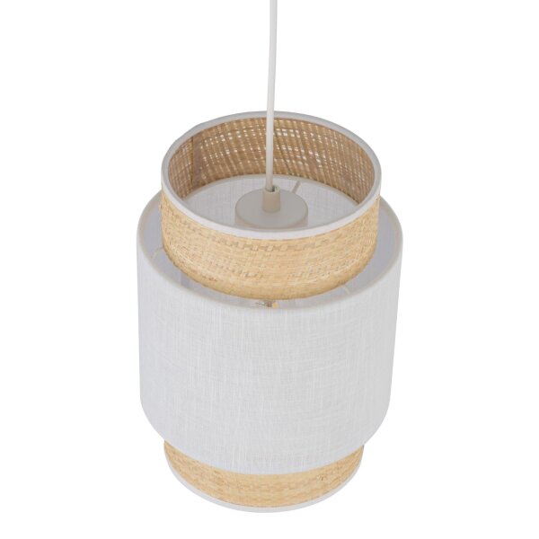 Pendelleuchte Stoff modern B:20 cm Weiß E27 Stahl Gold