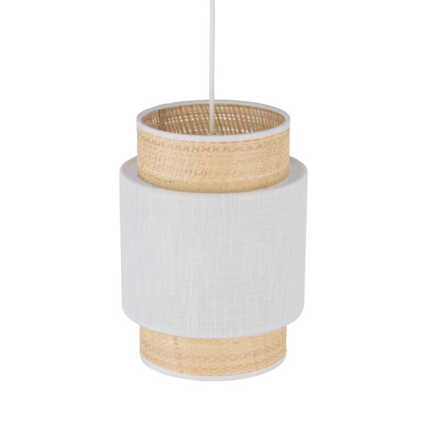 Pendelleuchte Stoff modern B:20 cm Weiß E27 Stahl Gold