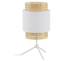 Tischlampe Stoff Weiß E27 45 cm stilvoll Stahl Gold