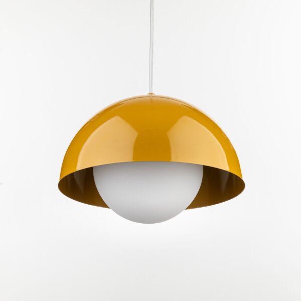 Pendelleuchte modern Glas Weiß B:27 cm E27 gemütlich