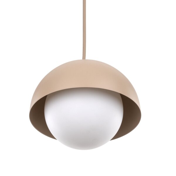 Pendelleuchte Glas Stahl Beige E27 B:17 cm modern