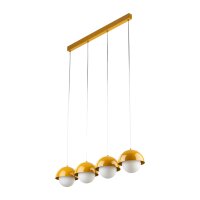Pendellampe Glas Wei&szlig; 4-flammig 83 cm G9 Stahl Ocker