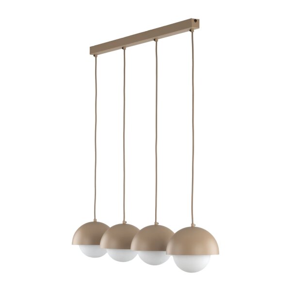 Pendelleuchte zeitlos Glas Beige 83 cm G9 Stahl Weiß