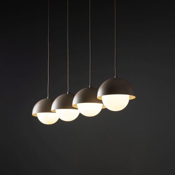Pendelleuchte zeitlos Glas Beige 83 cm G9 Stahl Weiß