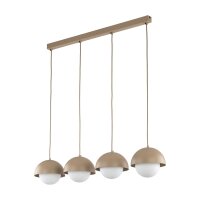 Pendelleuchte zeitlos Glas Beige 83 cm G9 Stahl Wei&szlig;