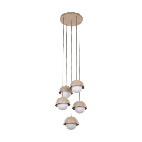 Pendellampe Glas Weiß B:32 cm Beige G9 Stahl 5-flammig