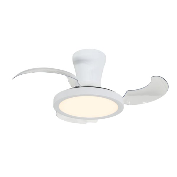 LED Deckenleuchte Metall Weiß WLAN 58 cm Ventilator