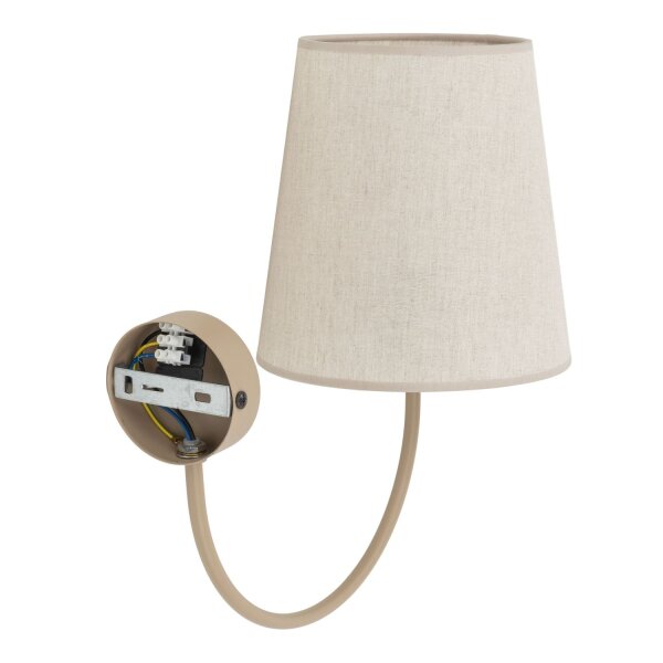 Wandleuchte Metall modern B:20 cm Beige E27 Stoff
