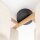 Deckenleuchte Schwarz modern 53 cm Holz E27 Stoff Beige