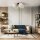 Deckenleuchte Schwarz modern 53 cm Holz E27 Stoff Beige
