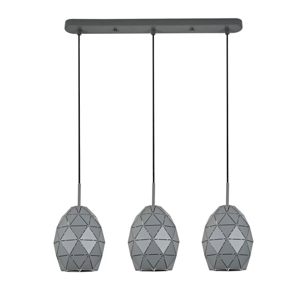 Elegante Hängelampe Grau 3-flammig E27 58 cm Metall