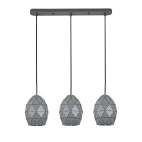 Elegante Hängelampe Grau 3-flammig E27 58 cm Metall