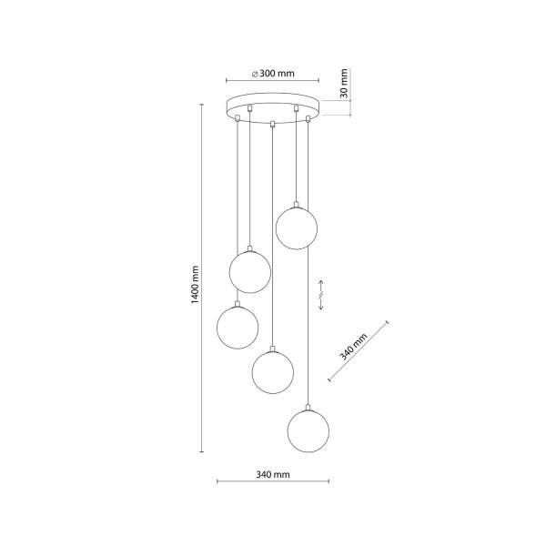 Pendelleuchte Glas Graphit B:37 cm Schwarz G9 Stahl
