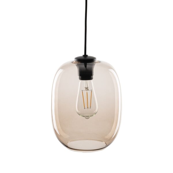 Pendelleuchte Schwarz elegant B:20 cm Glas E27 Stahl