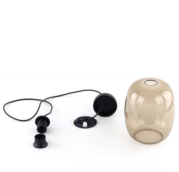 Pendelleuchte Schwarz elegant B:20 cm Glas E27 Stahl