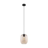 Pendelleuchte Schwarz elegant B:20 cm Glas E27 Stahl