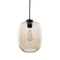 Pendelleuchte Schwarz elegant B:20 cm Glas E27 Stahl