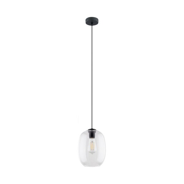 Pendelleuchte Glas Transparent E27 B:20 cm modern Stahl