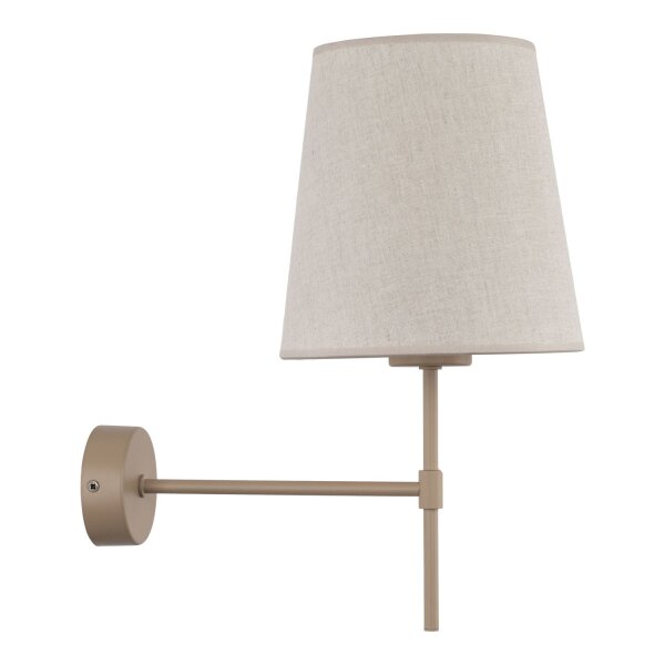 Wandleuchte Beige Metall B:20 cm E27 zeitlos Stoff