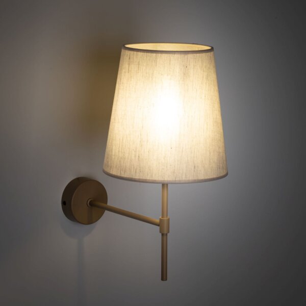 Wandleuchte Beige Metall B:20 cm E27 zeitlos Stoff