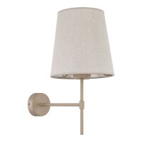 Wandleuchte Beige Metall B:20 cm E27 zeitlos Stoff