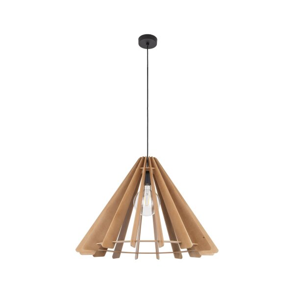 Pendelleuchte Holz Schwarz E27 B:64 cm zeitlos Stahl