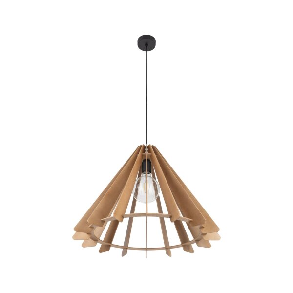 Pendelleuchte Holz Schwarz E27 B:64 cm zeitlos Stahl