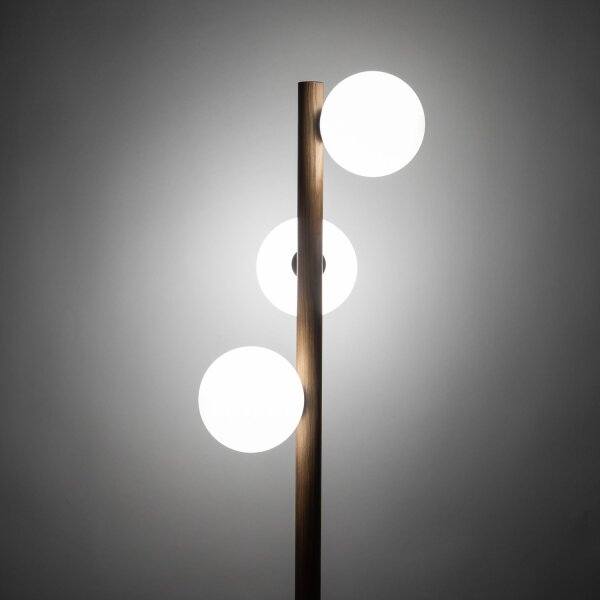 Stehleuchte Weiß stilvoll 150 cm Holz G9 Tripod Glas