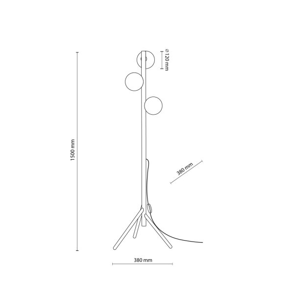 Stehleuchte Weiß stilvoll 150 cm Holz G9 Tripod Glas