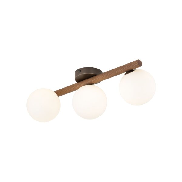 Deckenleuchte Holz Weiß G9 47 cm skandinavisch Glas